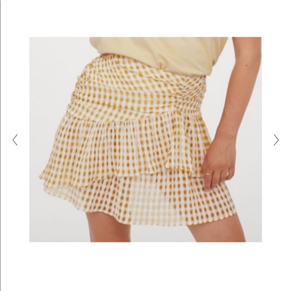 Dresses & Skirts - H&M Women's Size 2 White Gingham Tiered Draped Flounce Mini Skirt